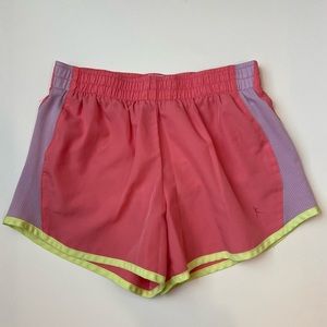 2 kids danskin shorts, pink & purple size l